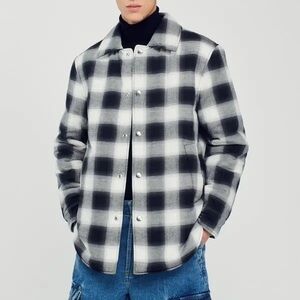 Sandro Grunge Check Overshirt Jacket